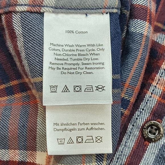 Eddie Bauer‎ Blue Orange Plaid Flannel Shirt Button Up Mens Size 2XL - Picture 6 of 6